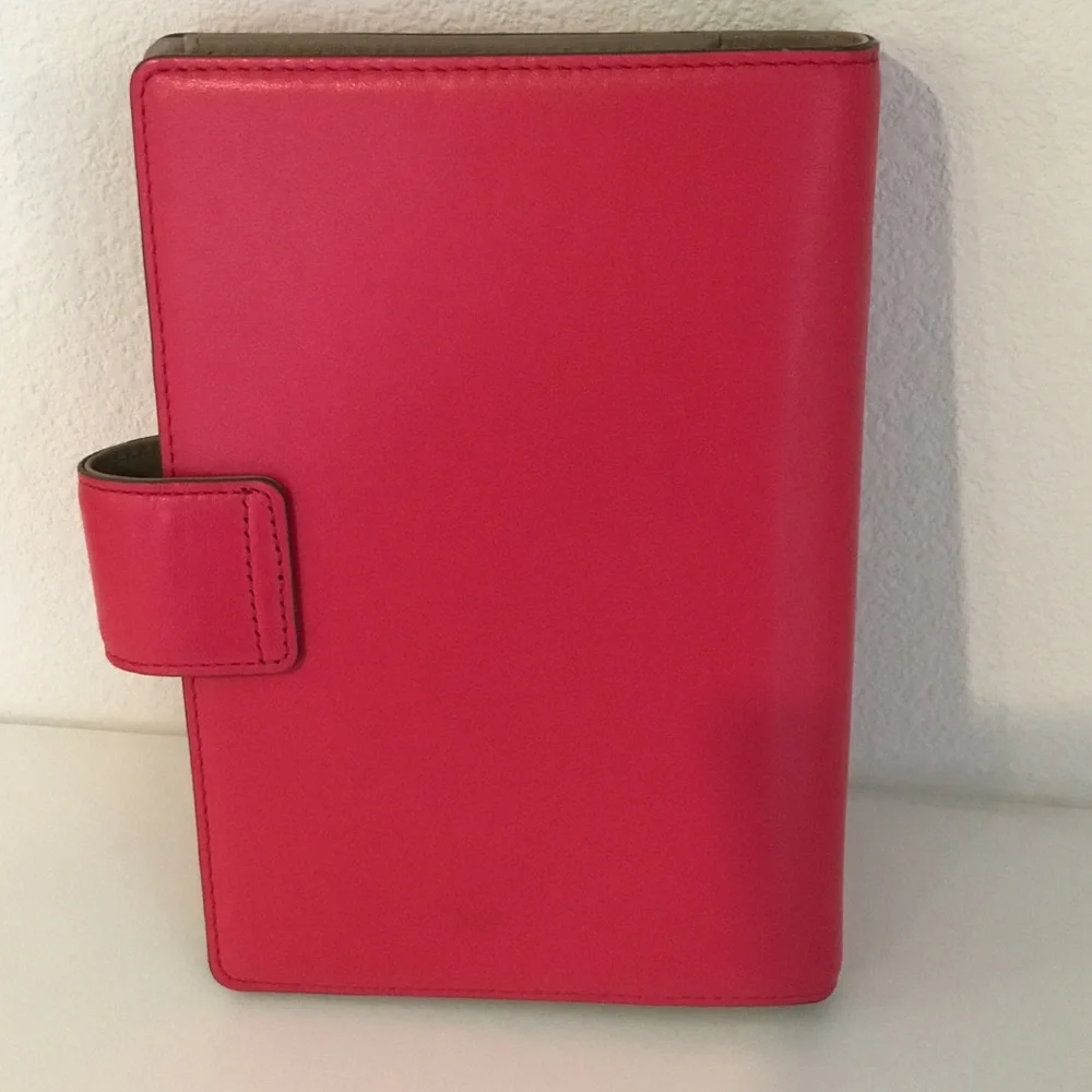 New kate spade Hot Pink Leather Planner with Snap Closure